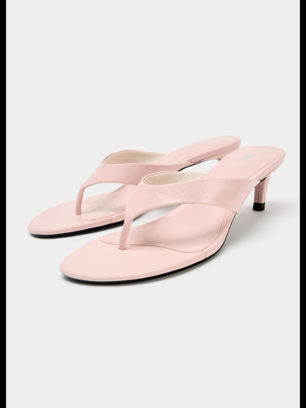 ZARA, pink, HEELED LEATHER SANDALS, size 8